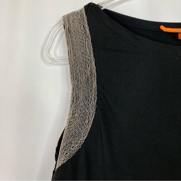 Anama | Black Draped Sleeve Top Gold Beaded Polyester Fancy Womens Medium - Picture 2 of 6